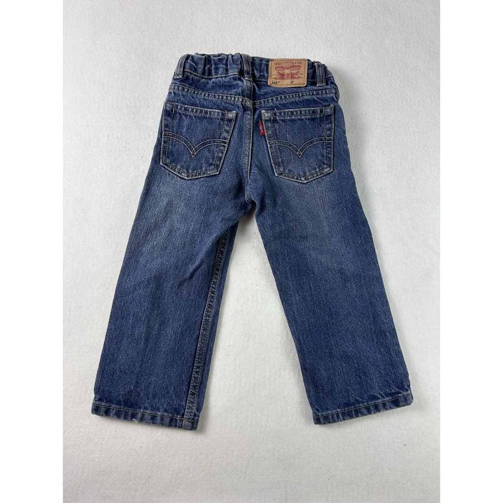 Levis 549 Straight Leg Jeans Toddler Size 2T Blue Denim Elastic Waist 100%Cotton